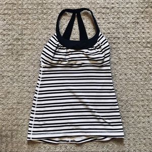 Lululemon White and Black Tank with Sports Bra